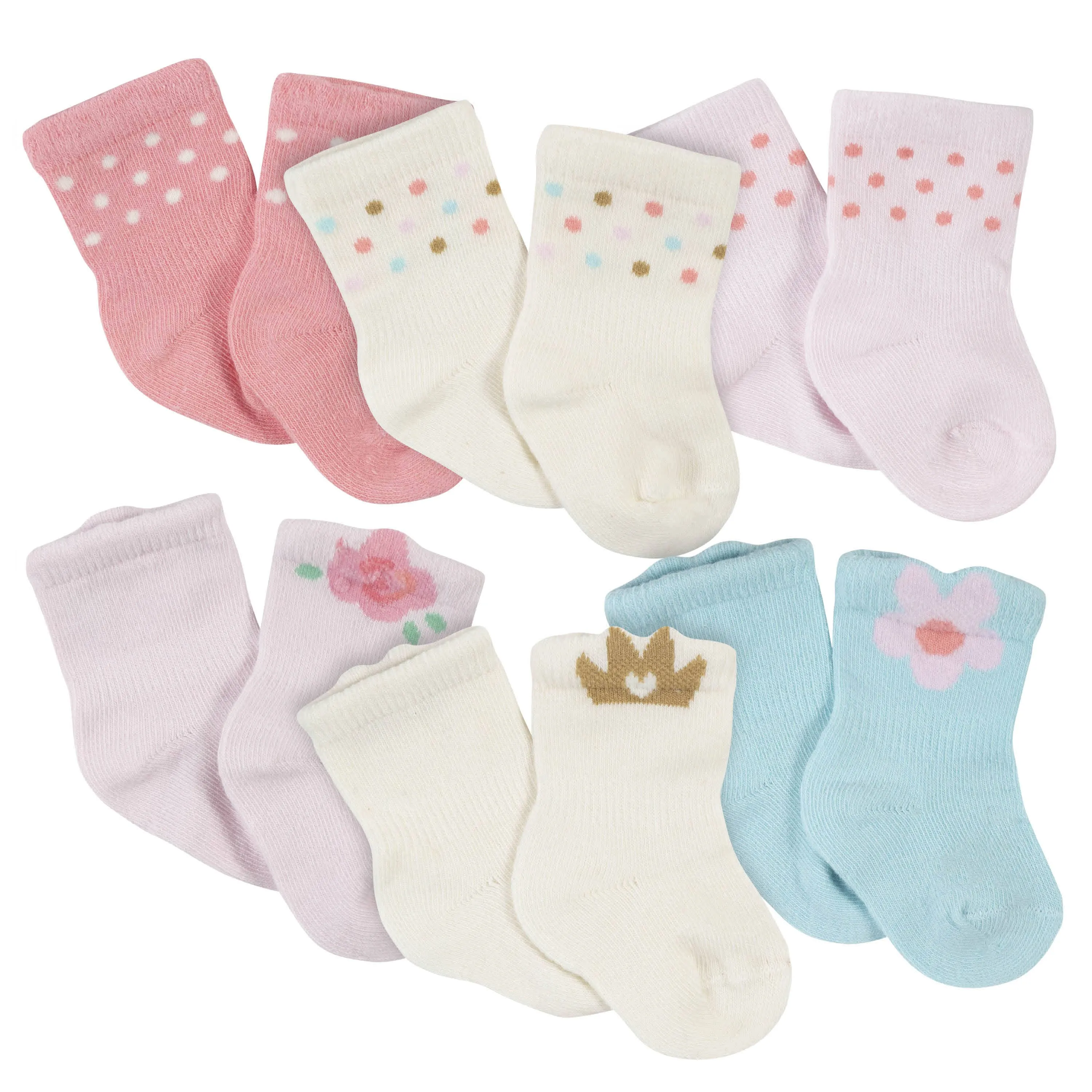 21-Piece Baby Girls Princess Terry Bib, Burpcloth, Mittens, Cap and Bootie Sock Set