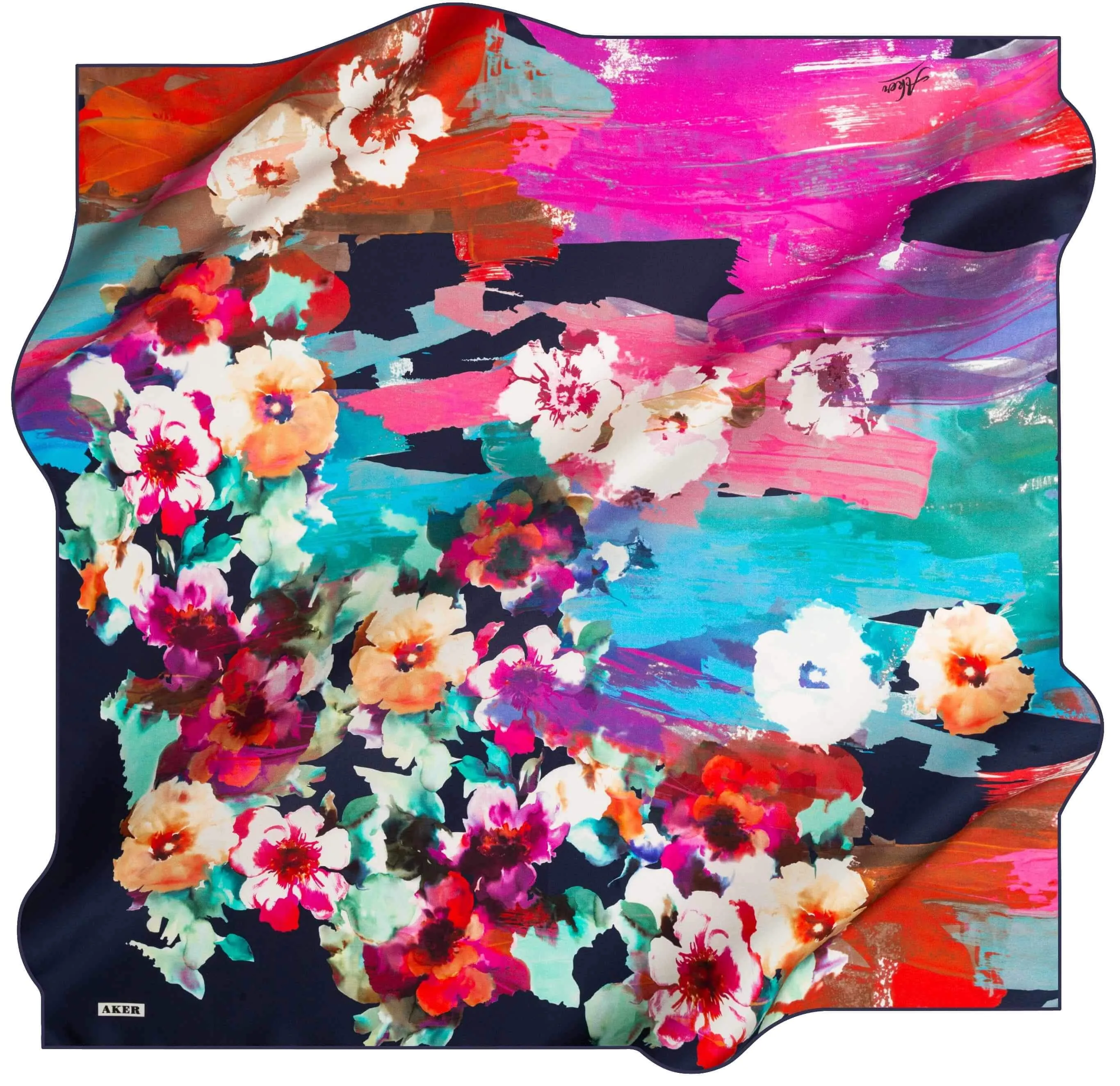 Aker Floral Square Silk Scarf Calla