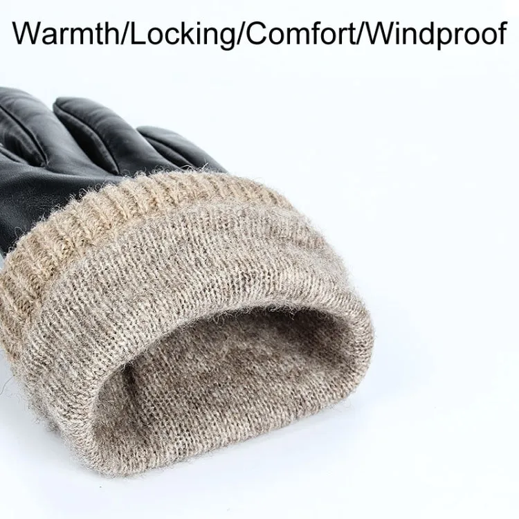 Autumn And Winter Padded Leather Gloves Business Simple Outdoor Sports Warm Gloves, Size: M(Brown)