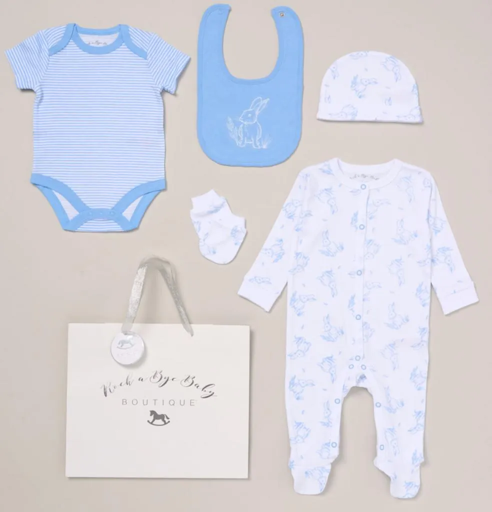 Baby  Clothing Blue and White Bunny Gift Set