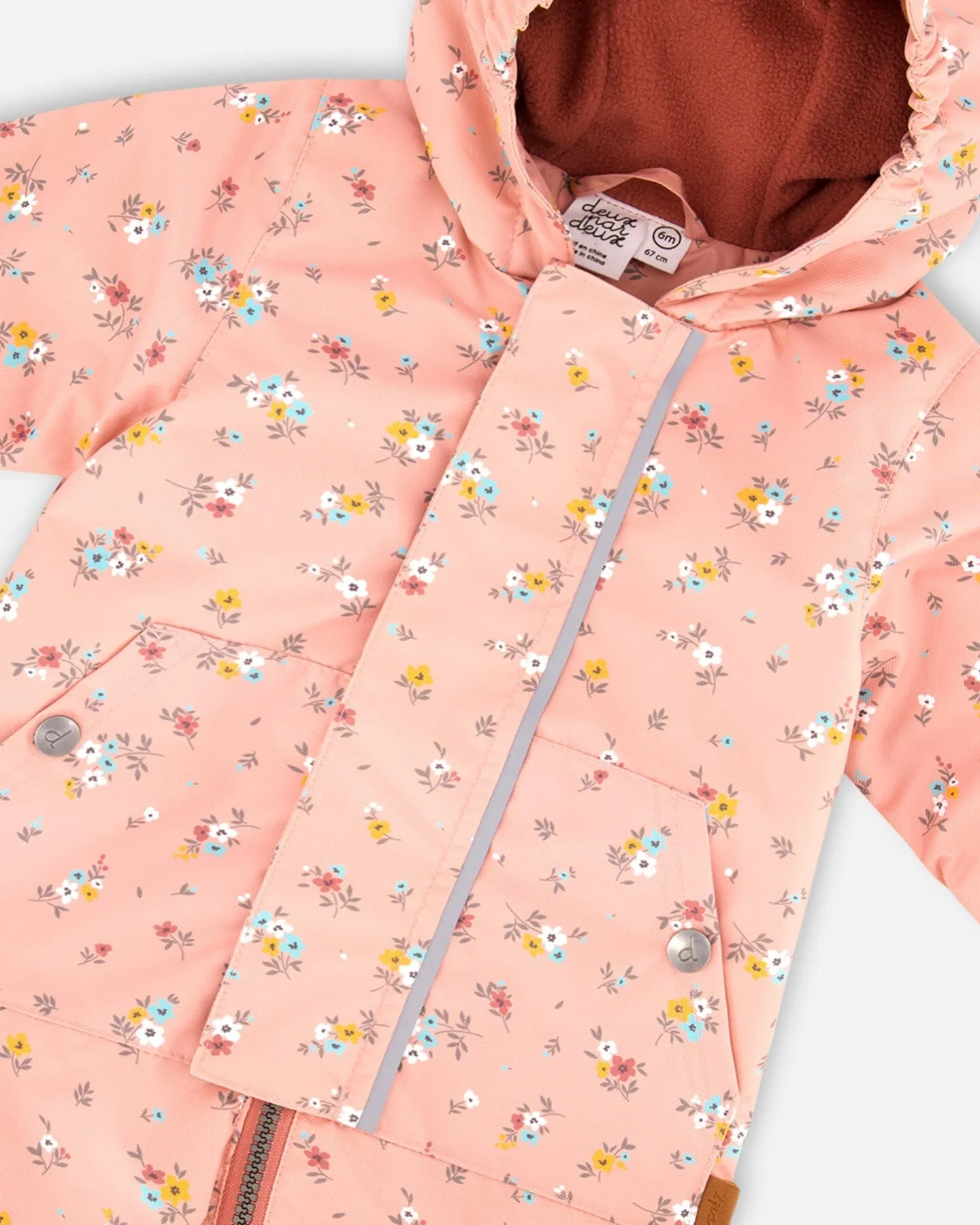 Baby Mid-season One Piece With Hat Pink Little Flowers Print