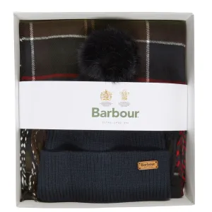 Barbour Dover Beanie & Hailes Scarf Gift Set in Classic Tartan LGS0054