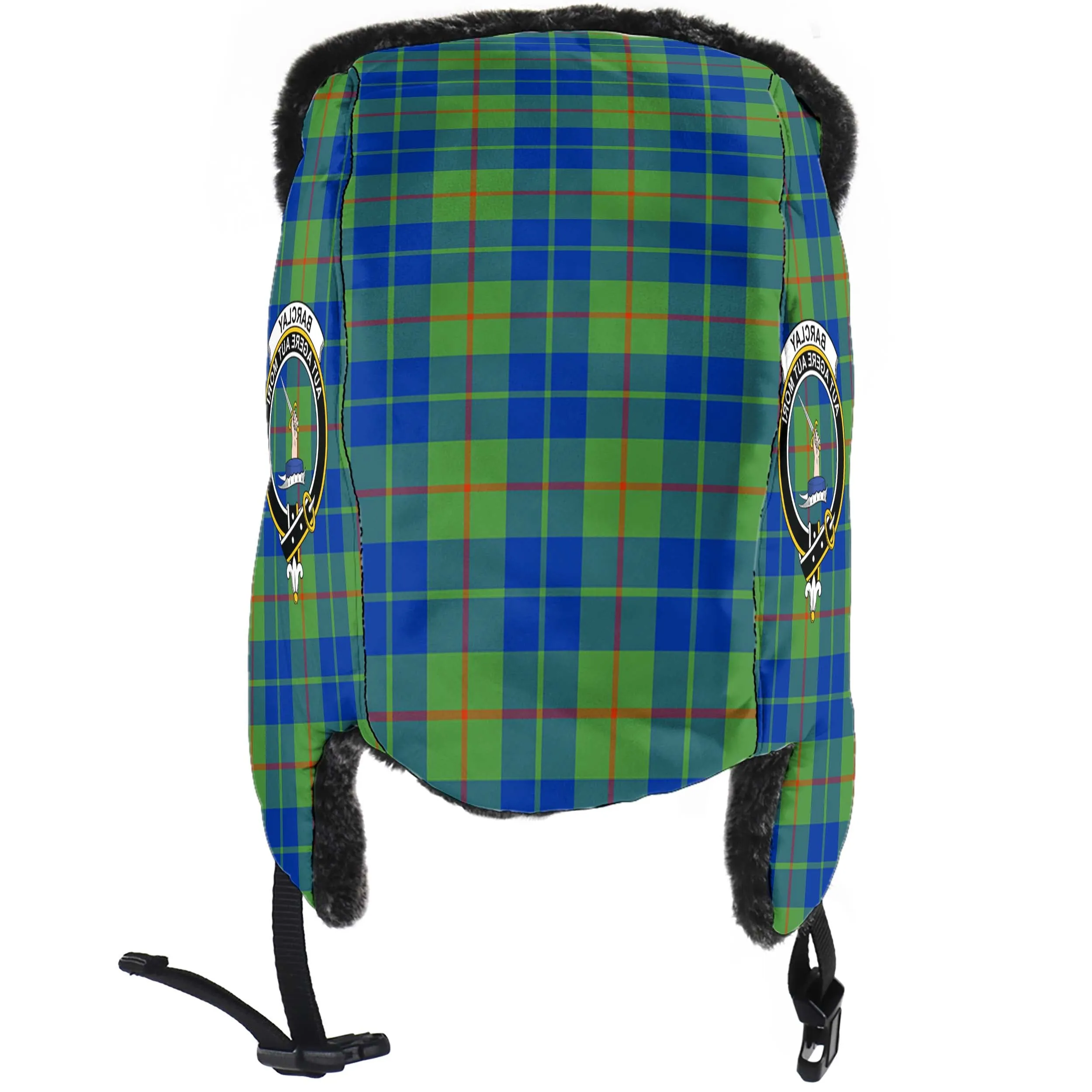 Barclay Hunting Ancient Tartan Winter Trapper Hat with Family Crest