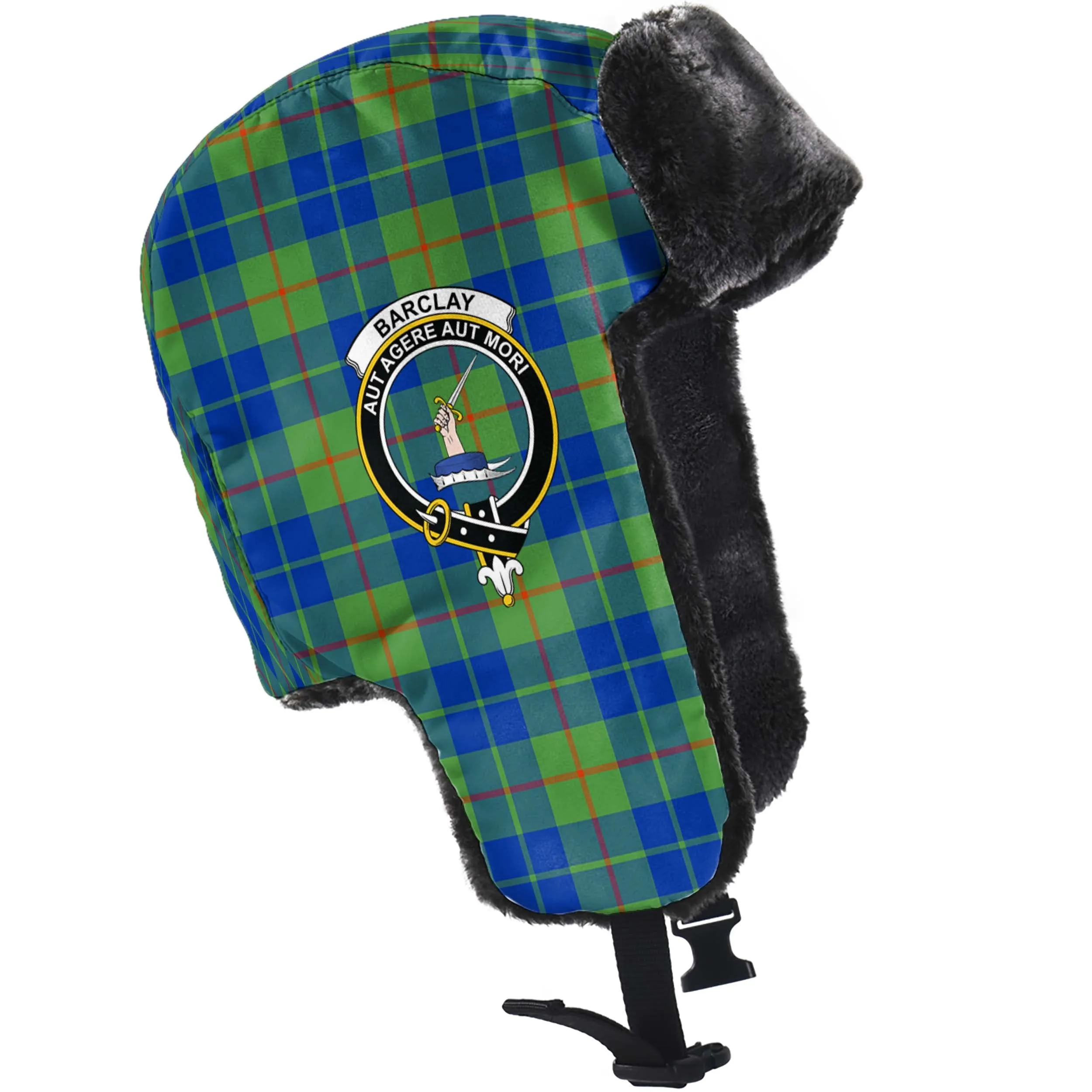 Barclay Hunting Ancient Tartan Winter Trapper Hat with Family Crest