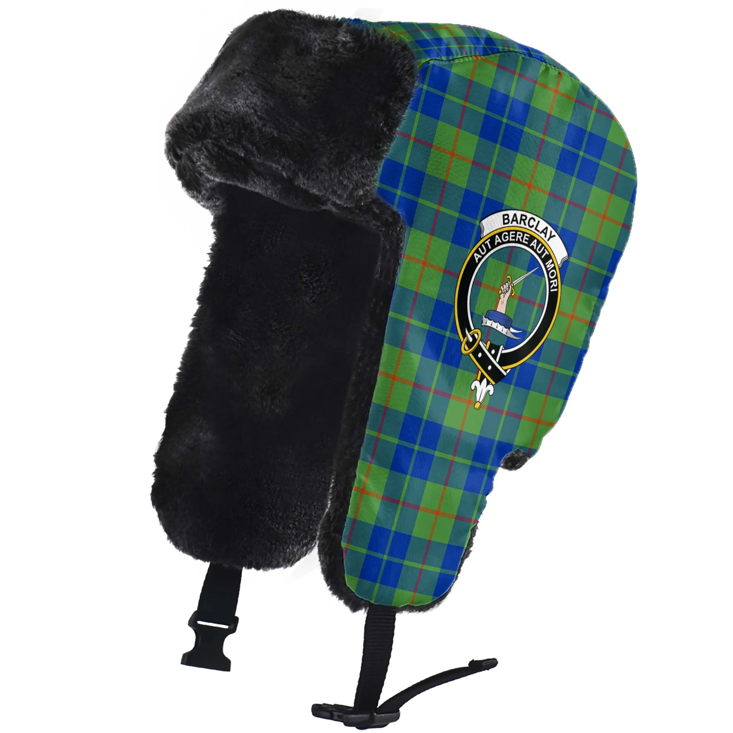 Barclay Hunting Ancient Tartan Winter Trapper Hat with Family Crest