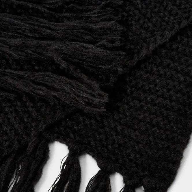 Black Chunky Knitted Scarf KLS445