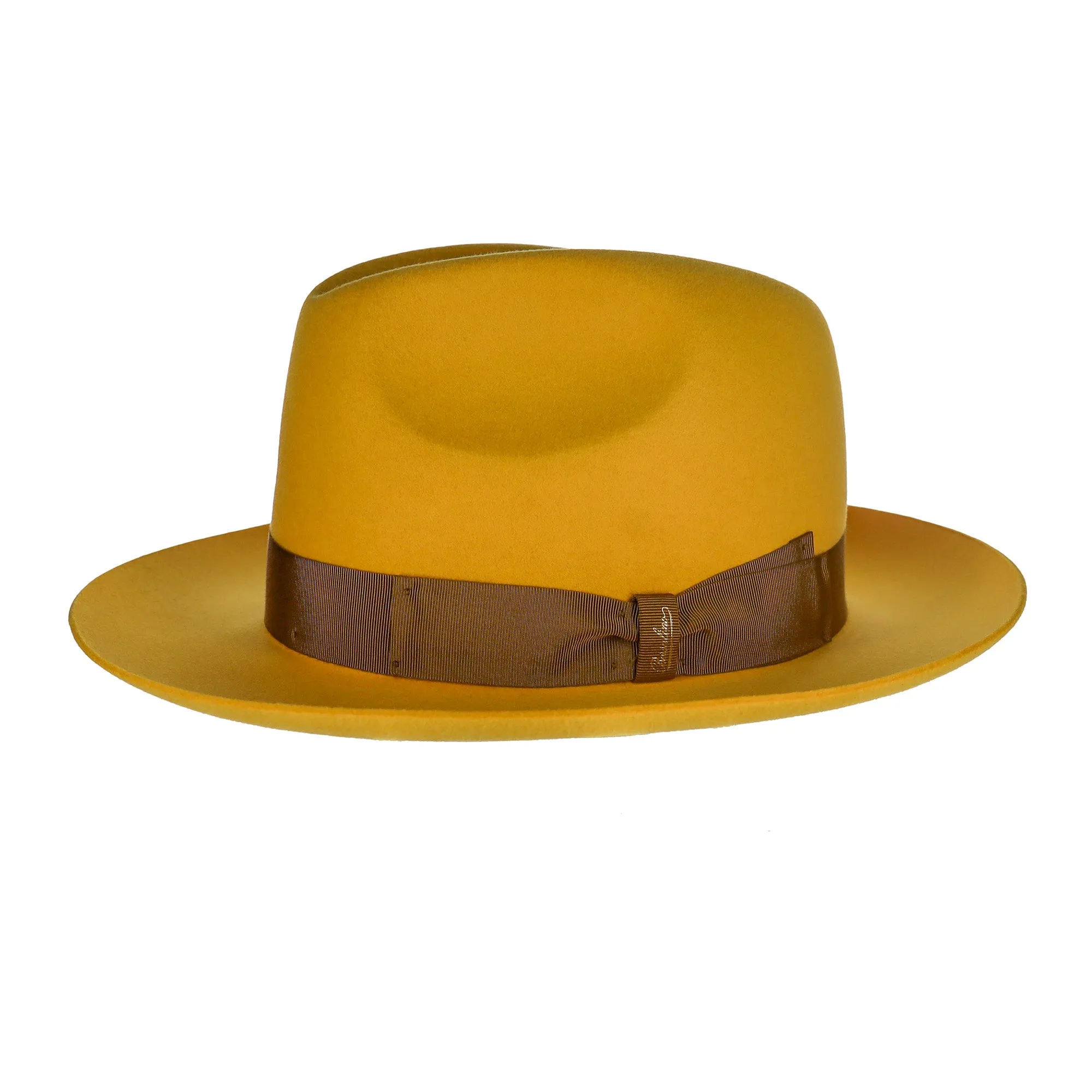 Borsalino Jer in Mustard Large Brim Marengo Felt Fedora Made in Italy