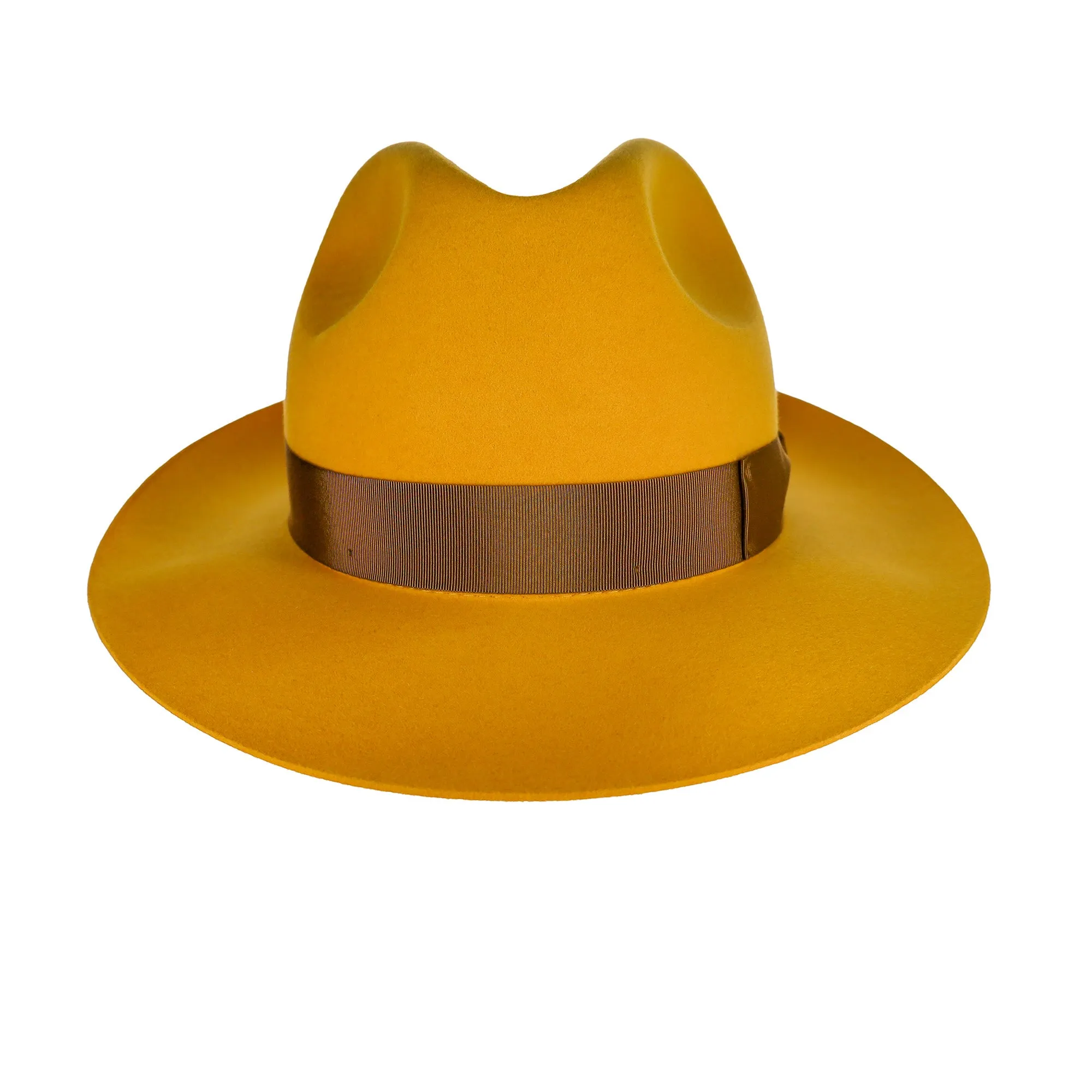 Borsalino Jer in Mustard Large Brim Marengo Felt Fedora Made in Italy