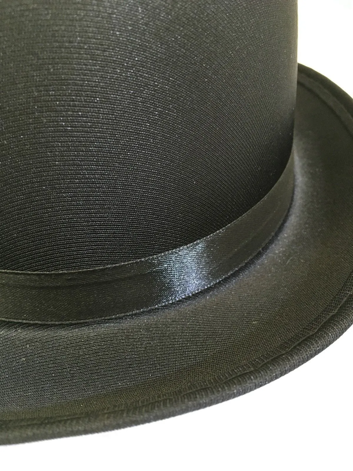 Bowler Black Satin Costume Hat Deluxe Fancy Dress Quality