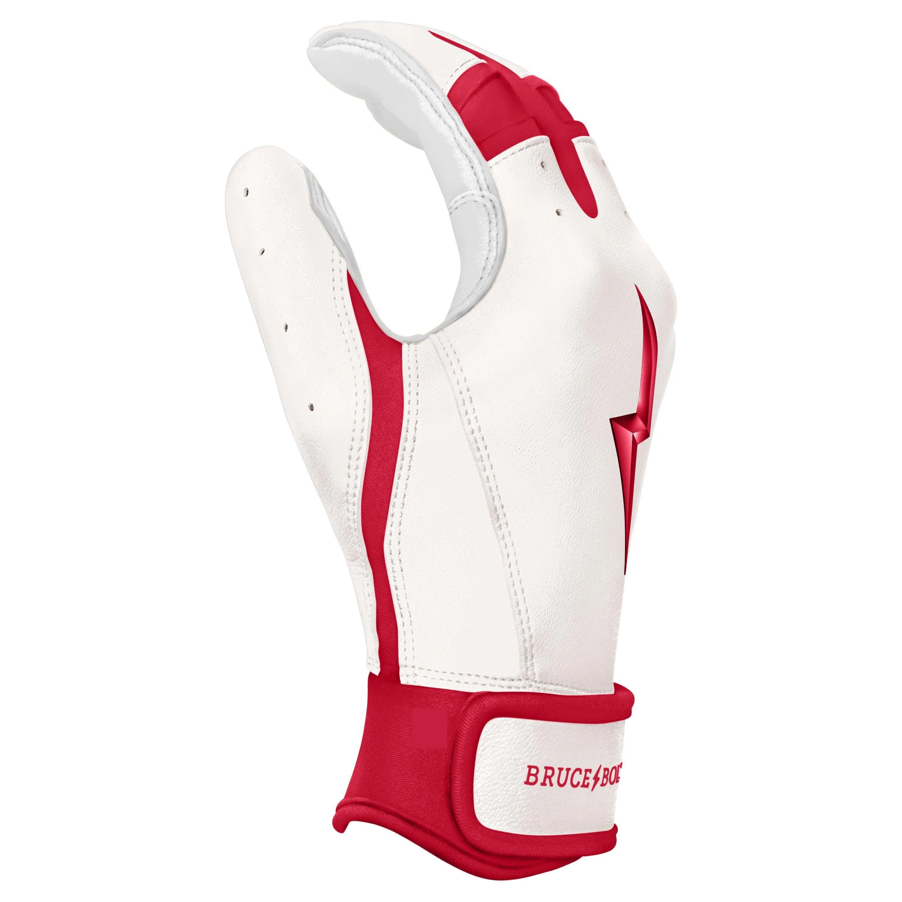 Bruce Bolt PREMIUM PRO BADER Series Short Cuff Batting Gloves: White