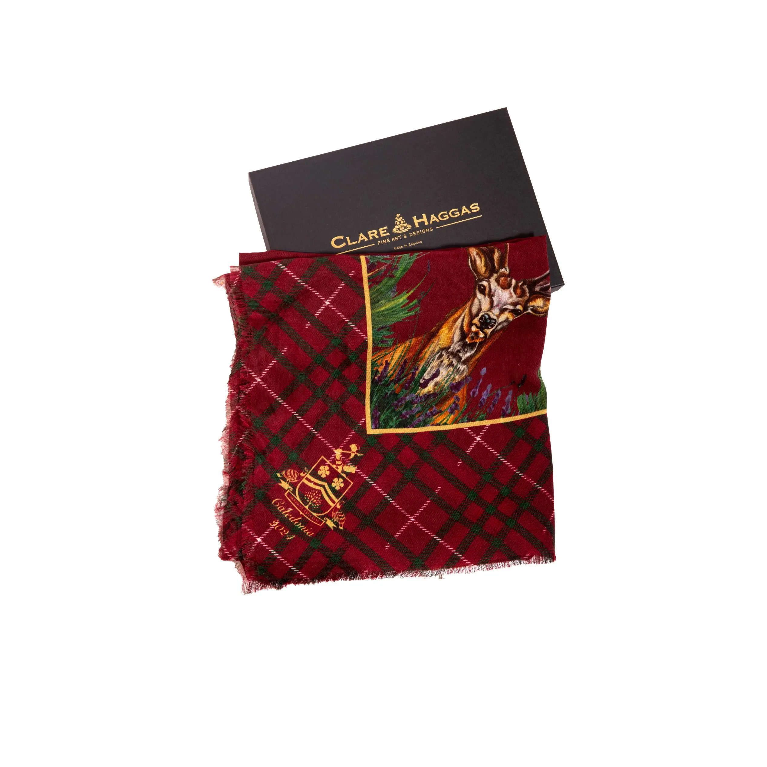 Caledonia Holly Berry Red Wool Silk Shawl Scarf