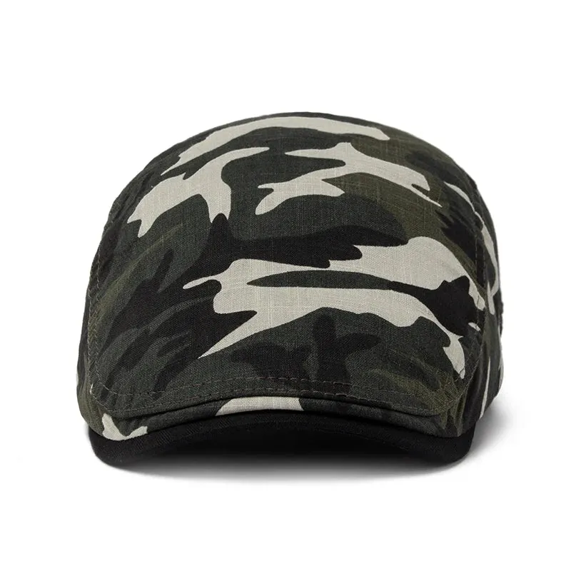 Camouflage Beret Summer Linen Flat Cap