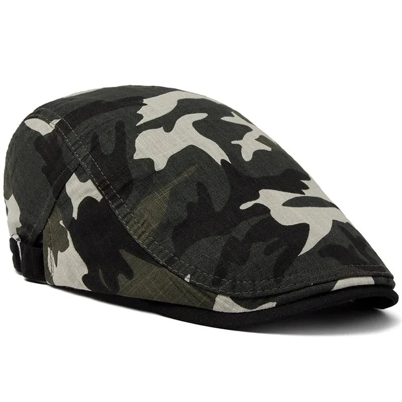 Camouflage Beret Summer Linen Flat Cap