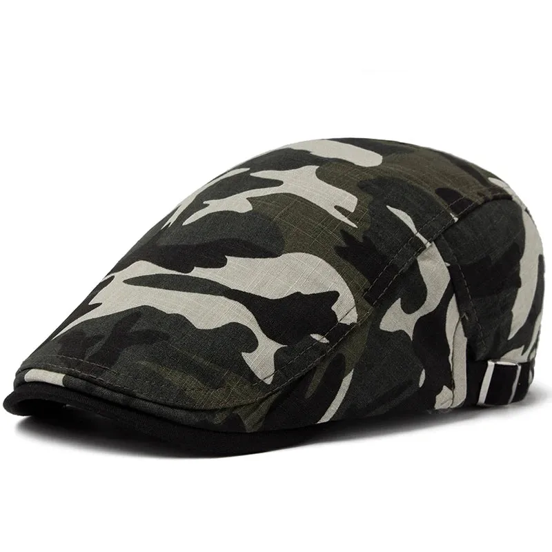 Camouflage Beret Summer Linen Flat Cap