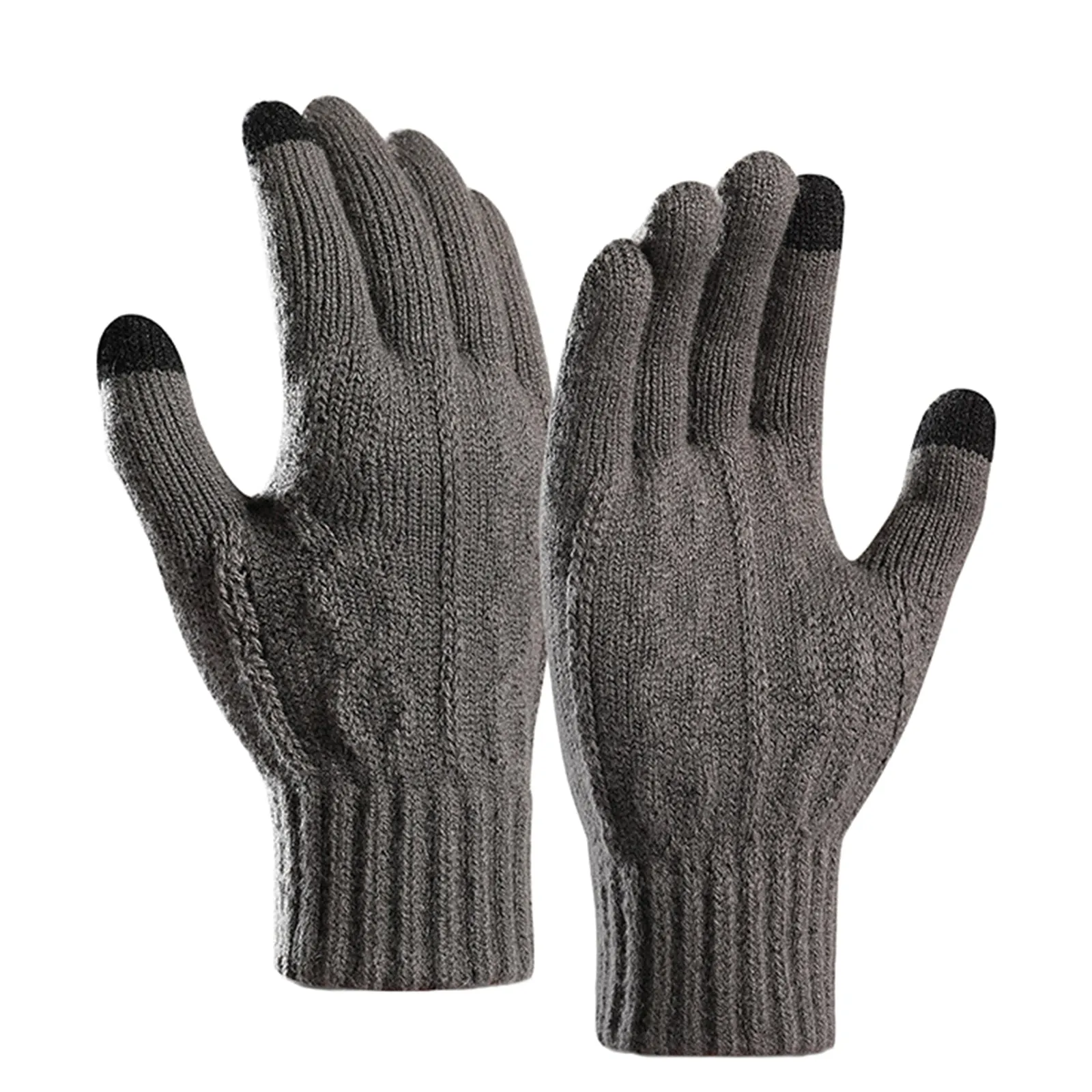 CHAIN JACQUARD FLEECE THICKEN COLD-PROOF TOUCH SCREEN KNITTED GLOVES