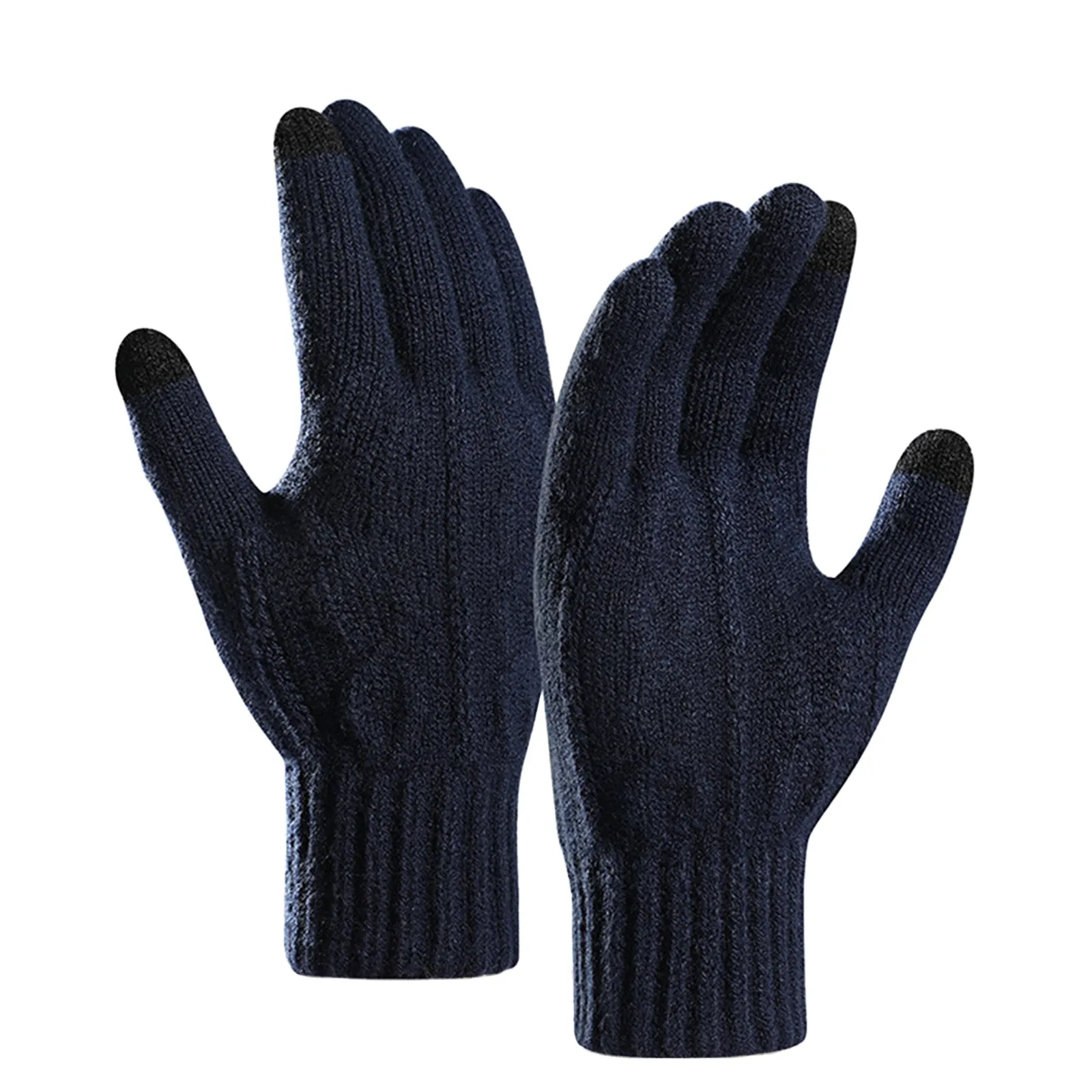 CHAIN JACQUARD FLEECE THICKEN COLD-PROOF TOUCH SCREEN KNITTED GLOVES