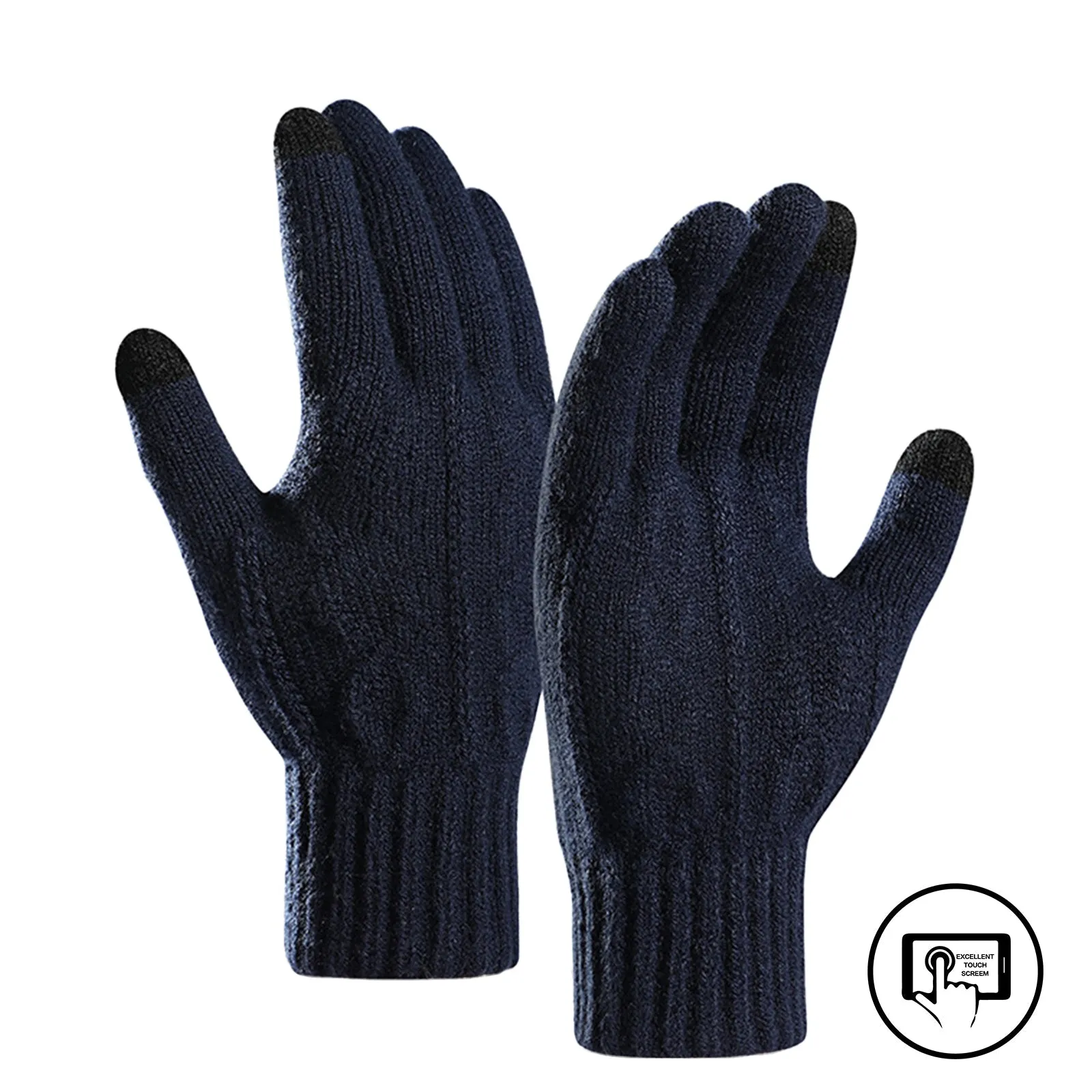 CHAIN JACQUARD FLEECE THICKEN COLD-PROOF TOUCH SCREEN KNITTED GLOVES