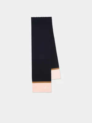 Chloé Girls Knitted Logo Scarf in Navy