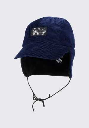 Cord Earflap Cap - Navy