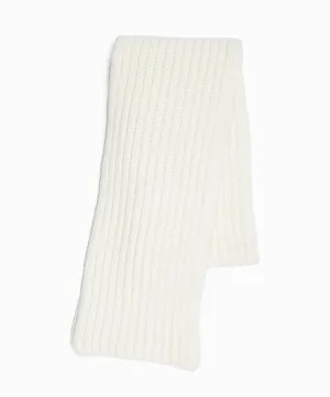 Corgi Wool Cashmere Ribbed Scarf in Ice White