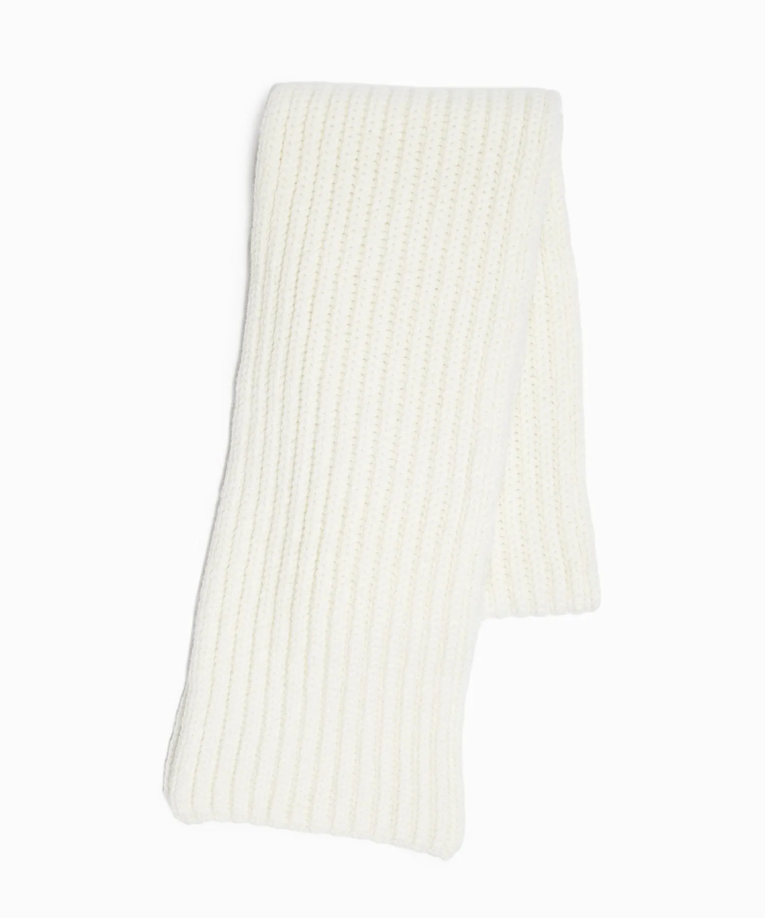 Corgi Wool Cashmere Ribbed Scarf in Ice White