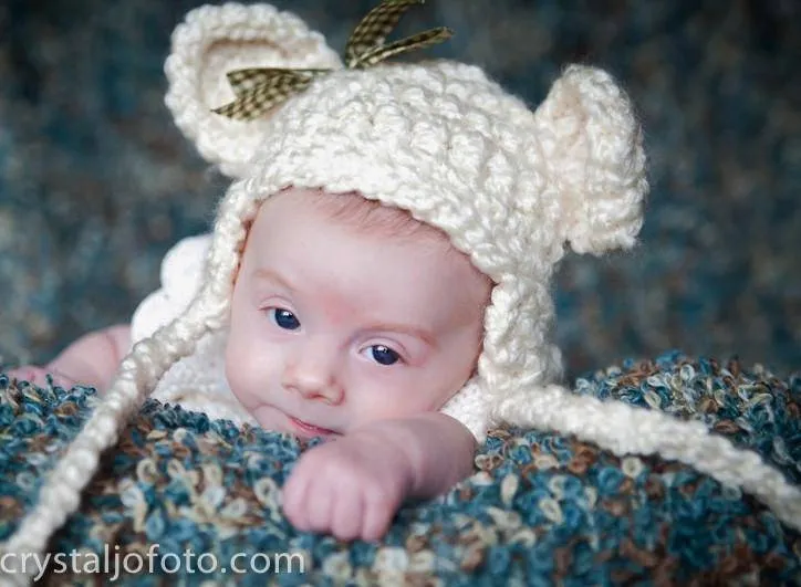 Cream Earflap Teddy Bear Hat