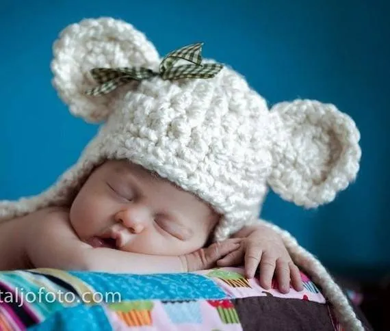 Cream Earflap Teddy Bear Hat