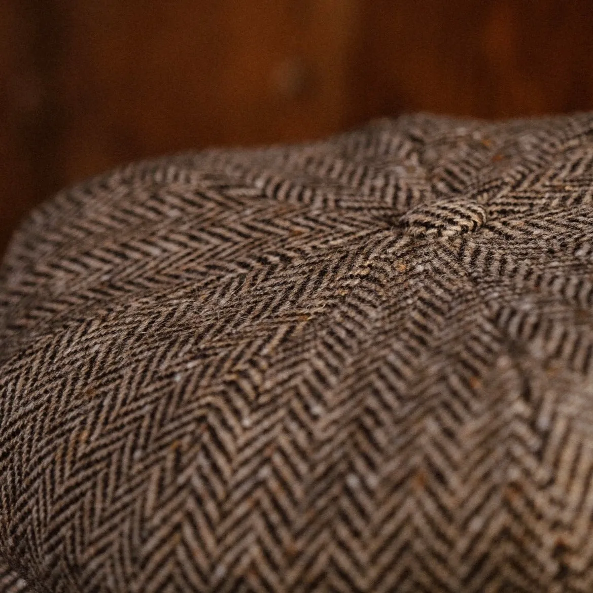 Eight Piece Cream & Cocoa Herringbone Newsboy Cap