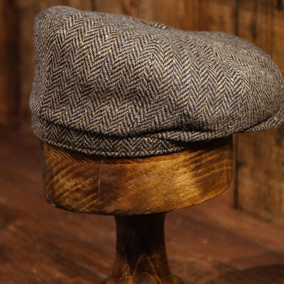 Eight Piece Pure Wool Newsboy Hat - Light Brown