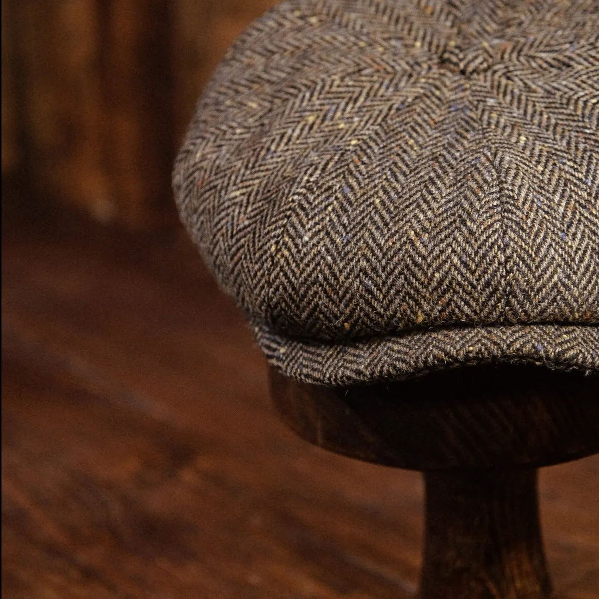 Eight Piece Pure Wool Newsboy Hat - Light Brown