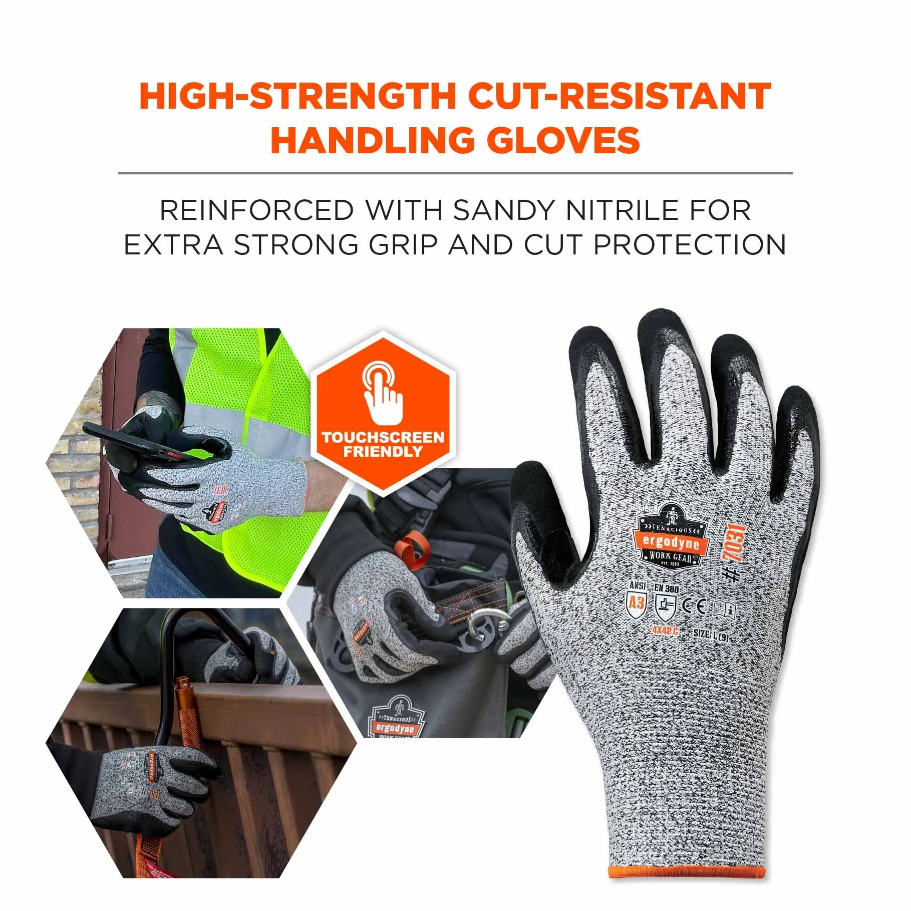 Ergodyne 17985 7031 XL Gray ANSI A3 Nitrile-Coated CR Gloves