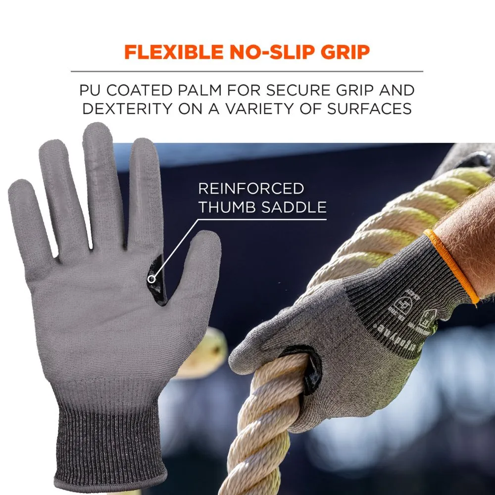 Ergodyne 18063 #7071 12-pair M Gray ANSI A7 PU Coated CR Gloves