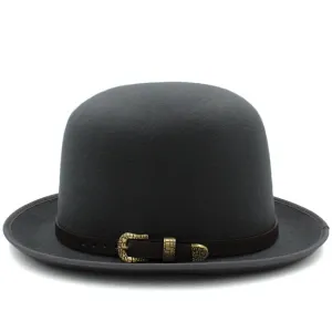 Felt Bowler Hat with Leather Accent