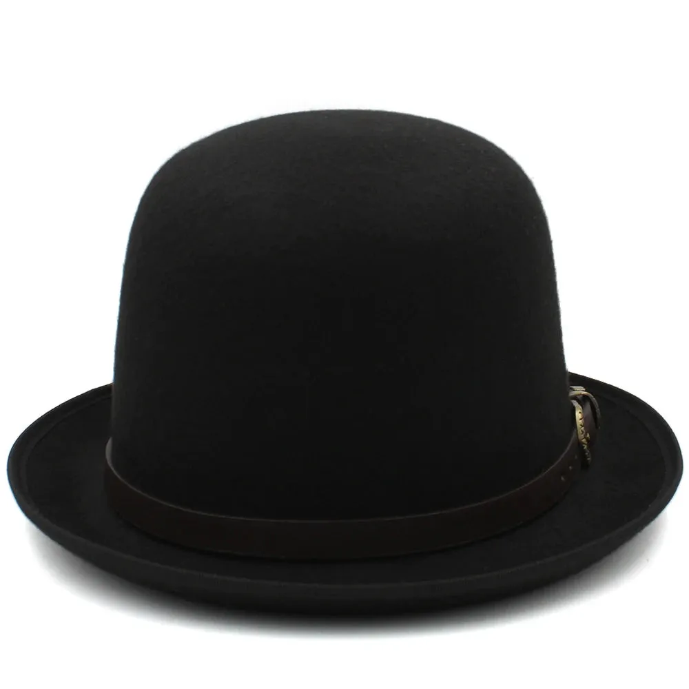 Felt Bowler Hat with Leather Accent