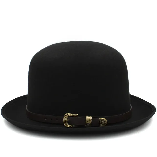 Felt Bowler Hat with Leather Accent