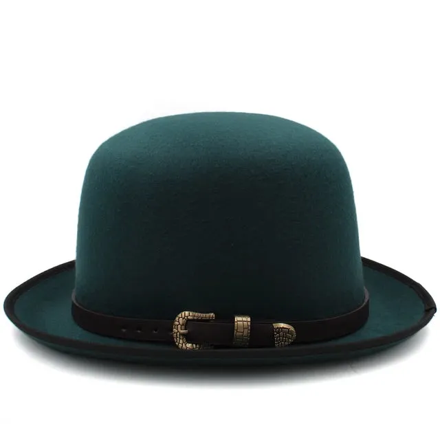 Felt Bowler Hat with Leather Accent