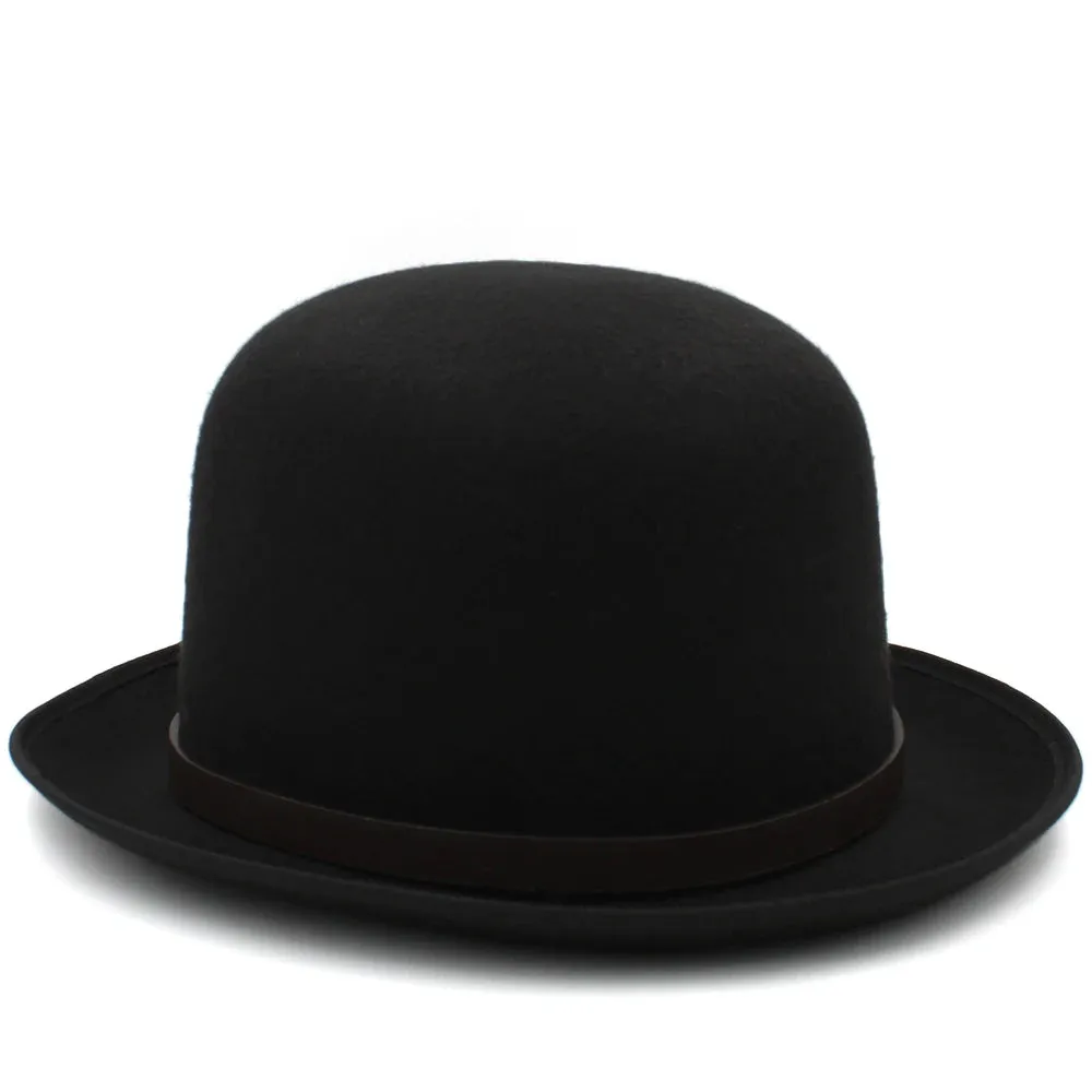 Felt Bowler Hat with Leather Accent