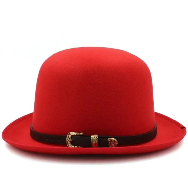 Felt Bowler Hat with Leather Accent