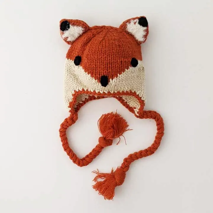 Fox Earflap Beanie Hat