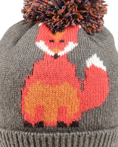 Foxy Knitted Pom Pom Hat - Charcoal