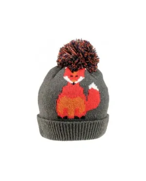 Foxy Knitted Pom Pom Hat - Charcoal