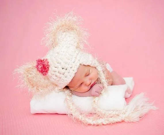 Fuzzy Cream Earflap Teddy Bear Hat