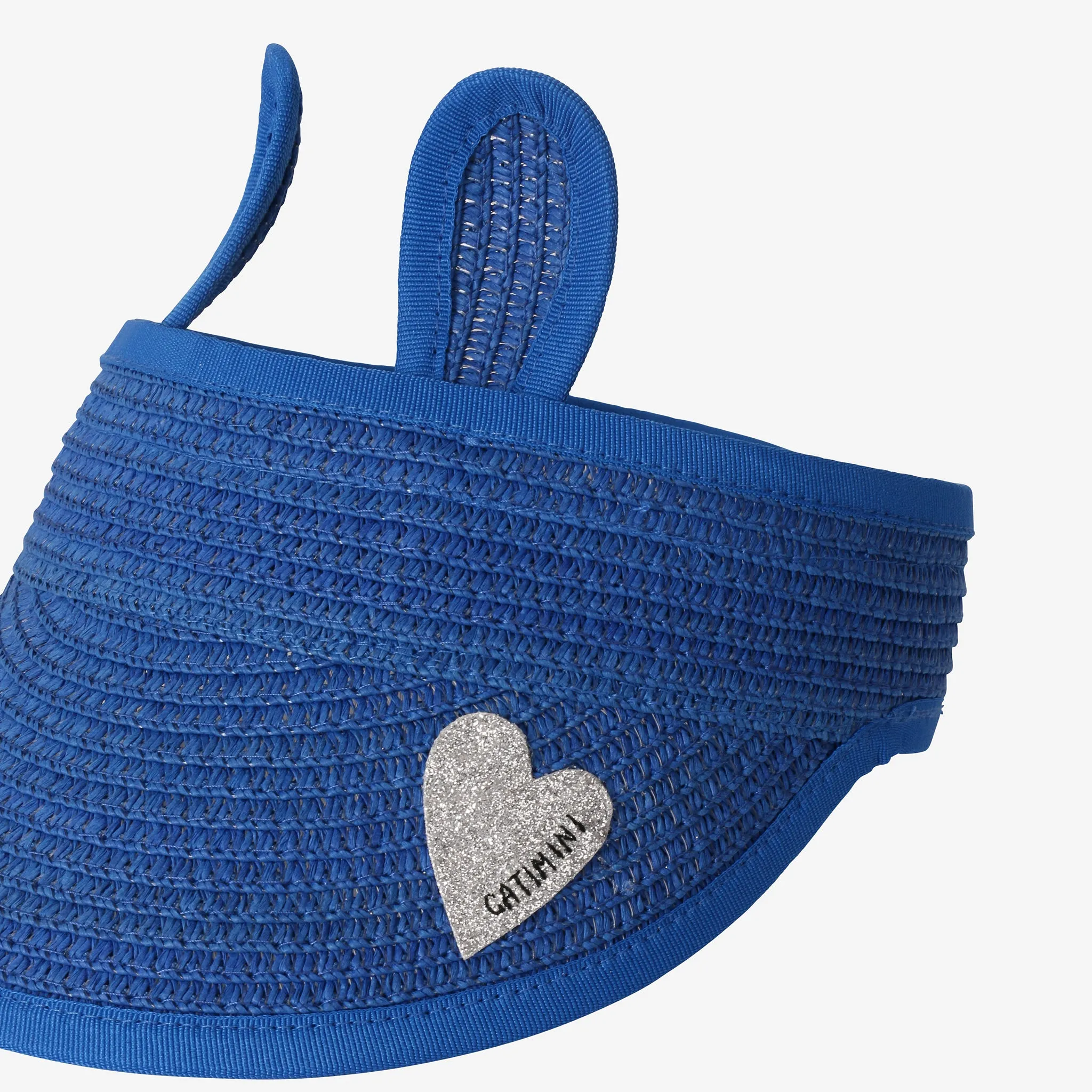 Girl blue raffia visor