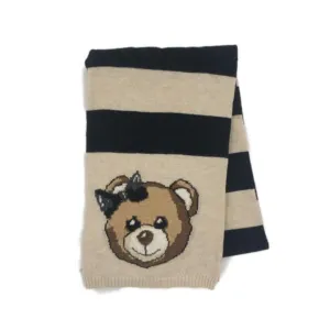 Girls Black & Beige Knitted Scarf