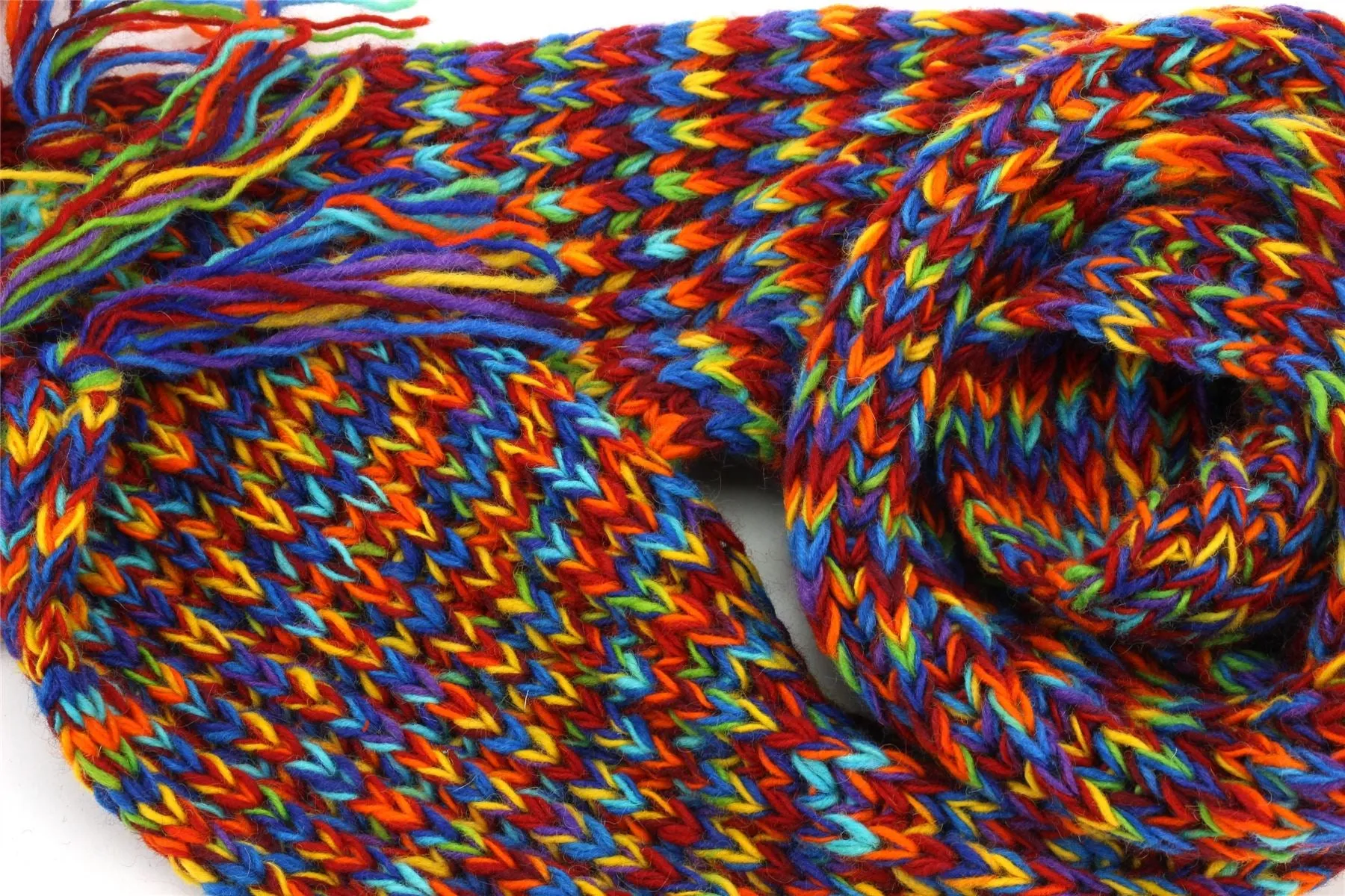 Hand Knitted Wool Scarf - SD Rainbow