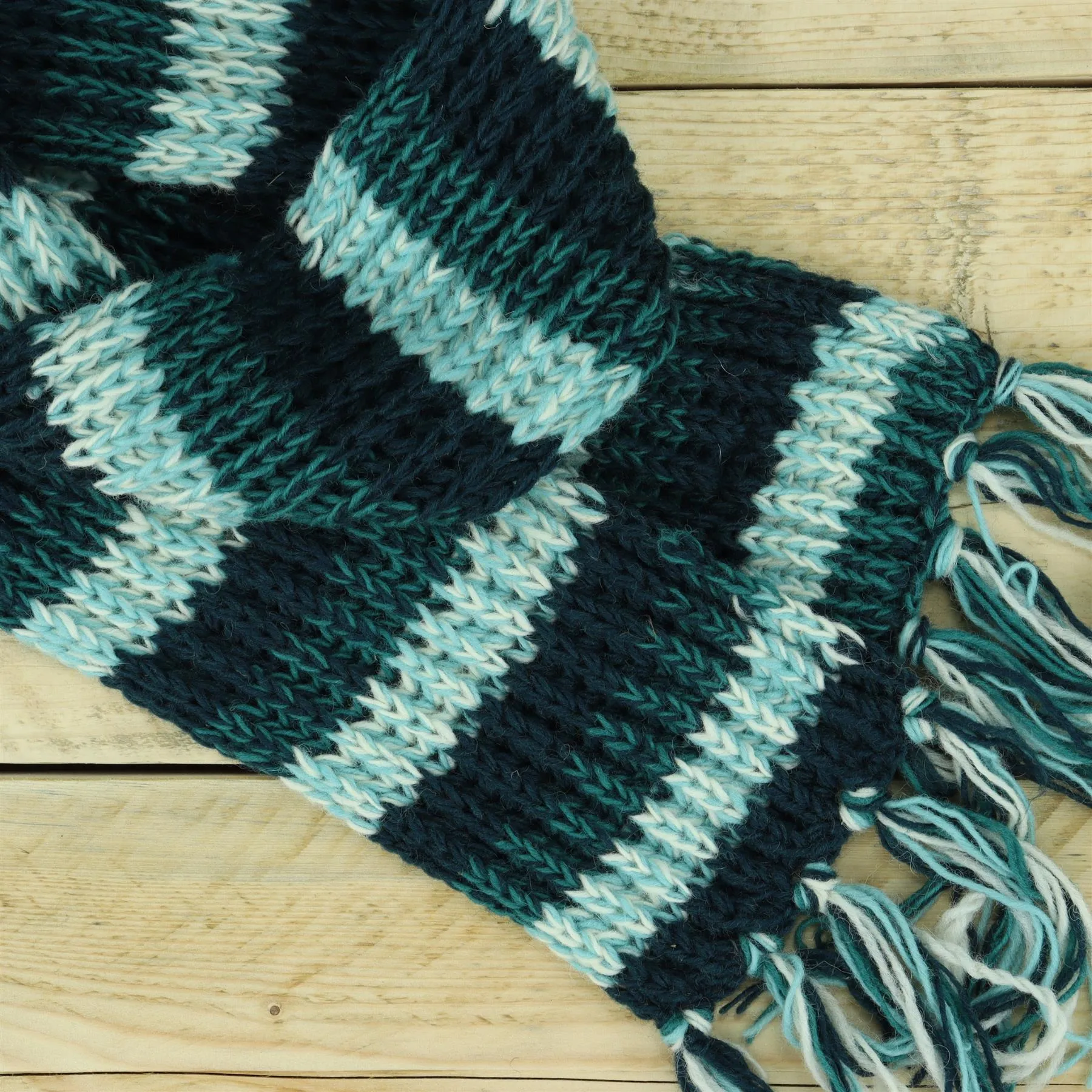 Hand Knitted Wool Scarf - SD Teal