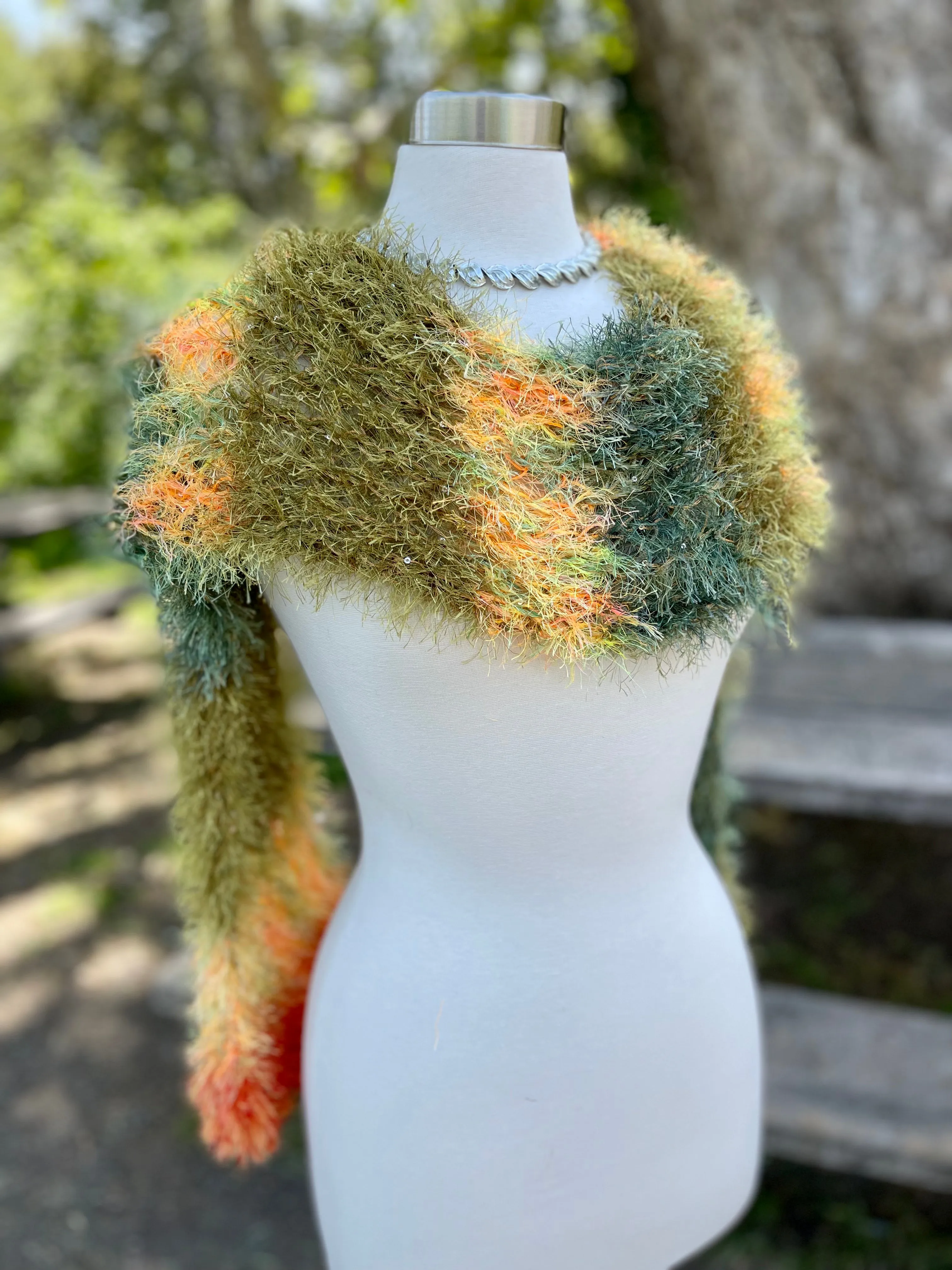 Handmade Knitted Scarf for Women, Soft Eyelash Fur