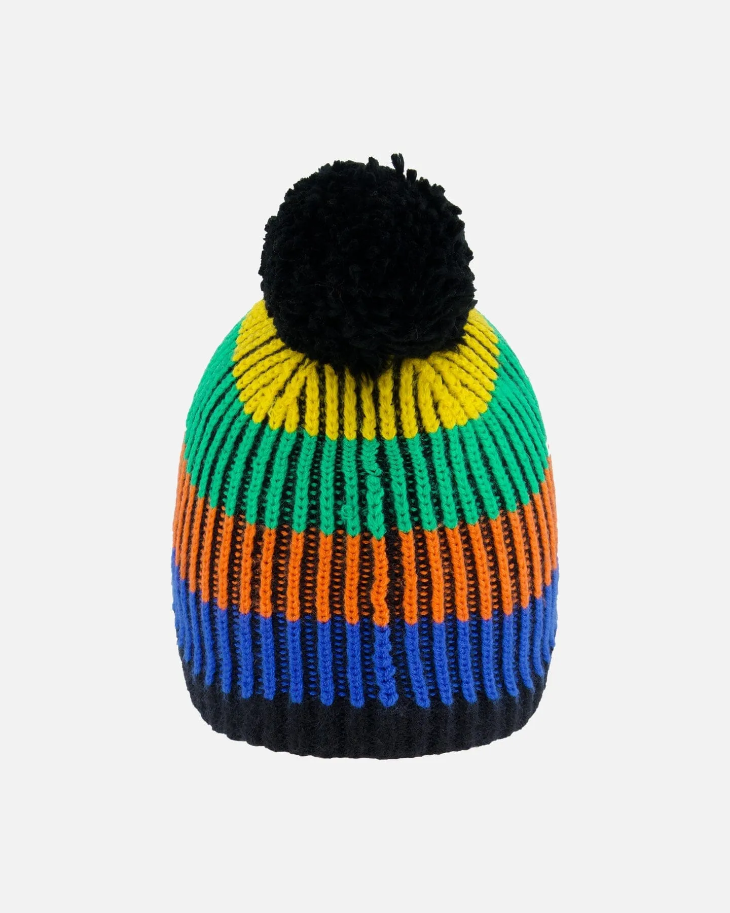 Knit Hat Multicolor With Black Pompom by Deux par Deux