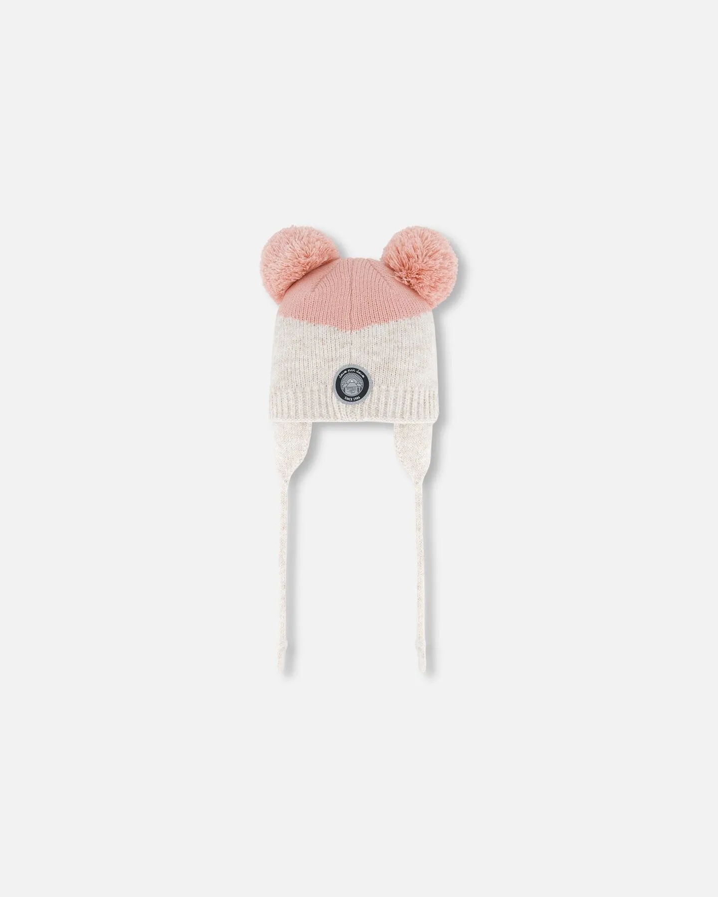 Knit Hat With Ears Light Pink Deer Face by Deux par Deux