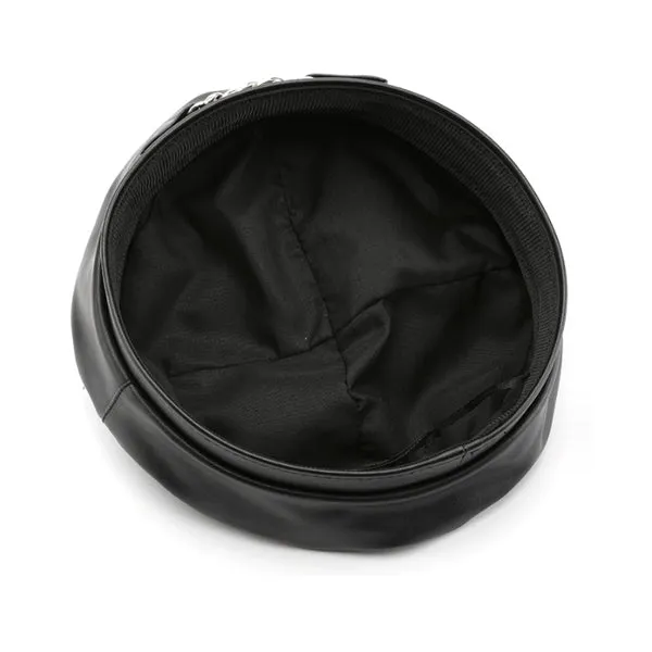 Korean Style Black Solid Leather Beret Hat 韓式黑色純色皮質貝雷帽 KCHT2422